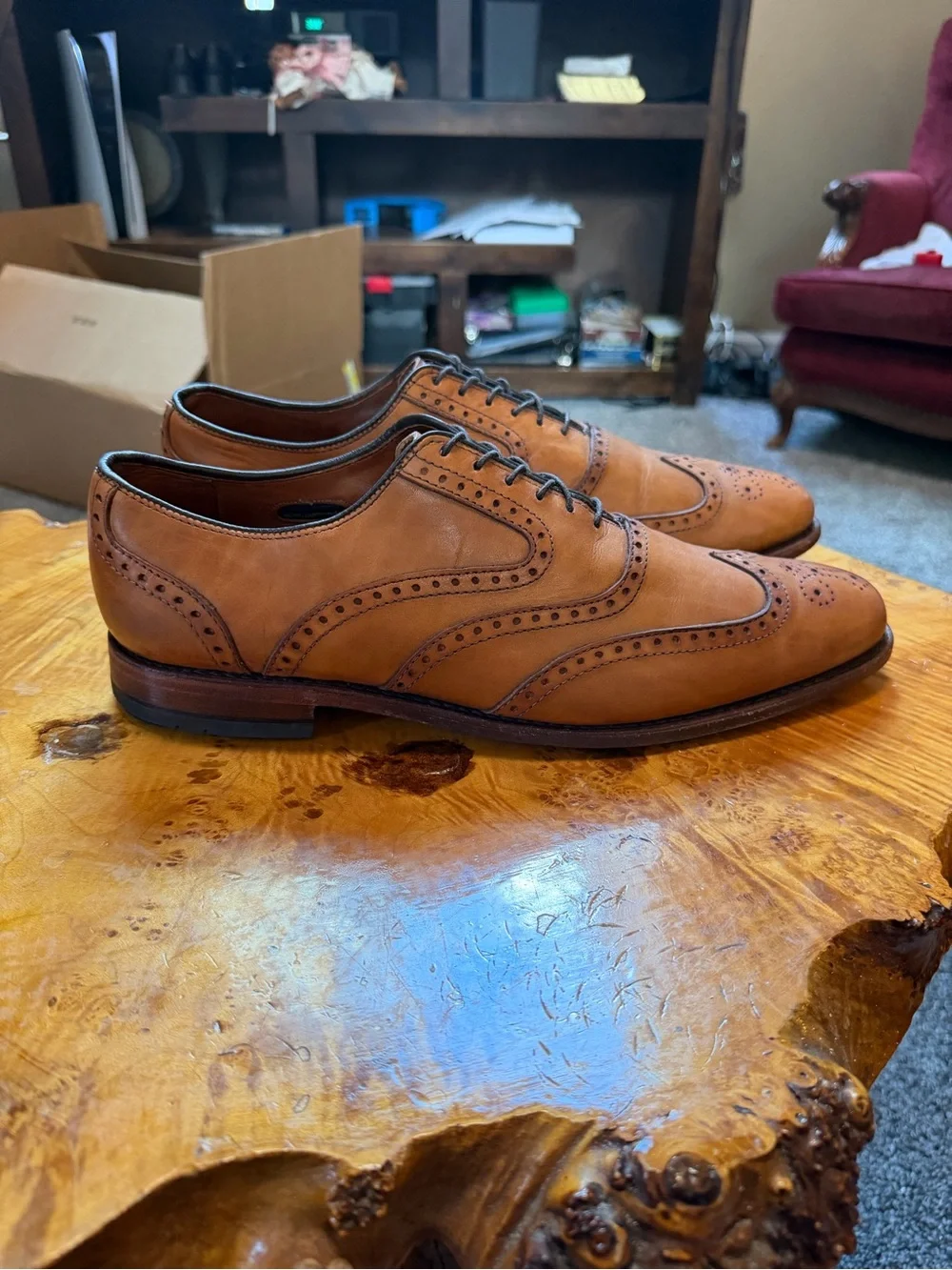 Allen Edmonds McClain Men's Wingtip Oxford Shoes Walnut Brown Leather Size 11.5D